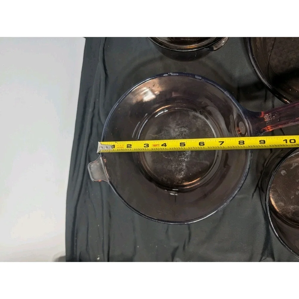 VNTG USA Visions Corning Amber Glass Pyrex Set 0.5L 1.5L 2.5L Pots/Lids Skillet
